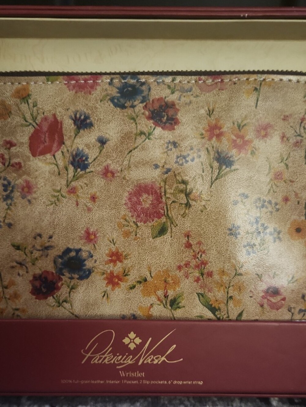 Patricia Nash Beige Floral Wristlet with Multicolor Print - Picture 2 of 3